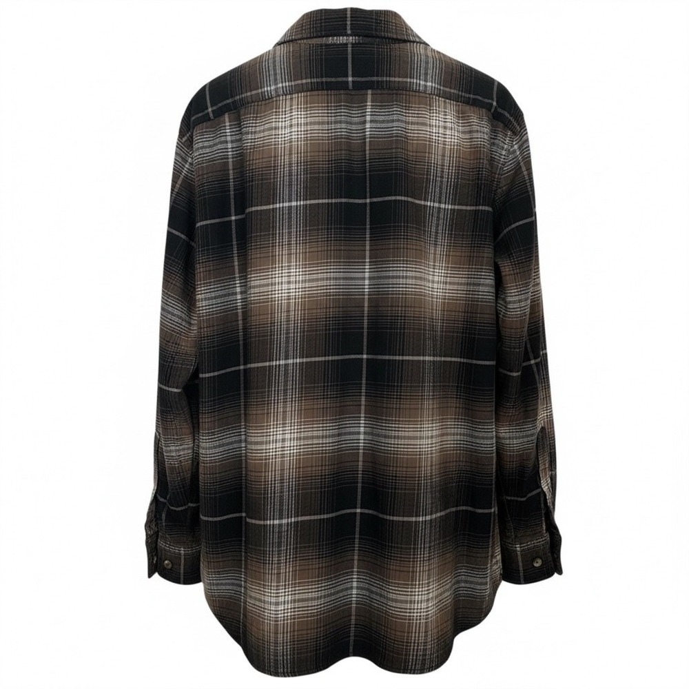 Banana Republic Men Standard Fit Flannel Plaid Long Sleeve Brown Shirt XL Grunge - Picture 3 of 8